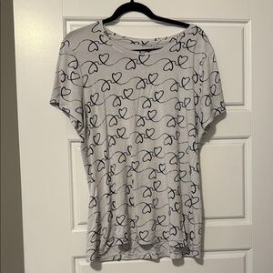 Heart Patterned white Women's Top